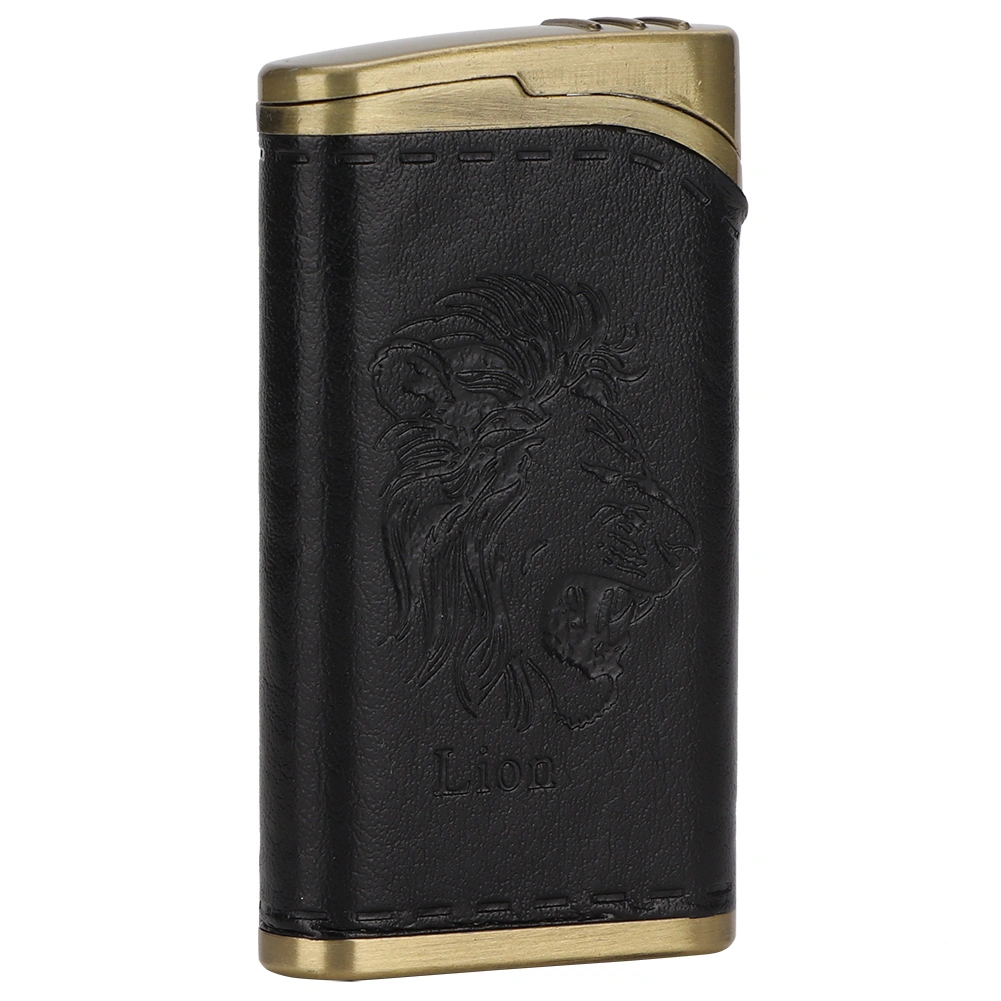 Windproof Electric Dual Arc Lighter Flameless Cigarette Lighter for Collector (Black Lion Head)