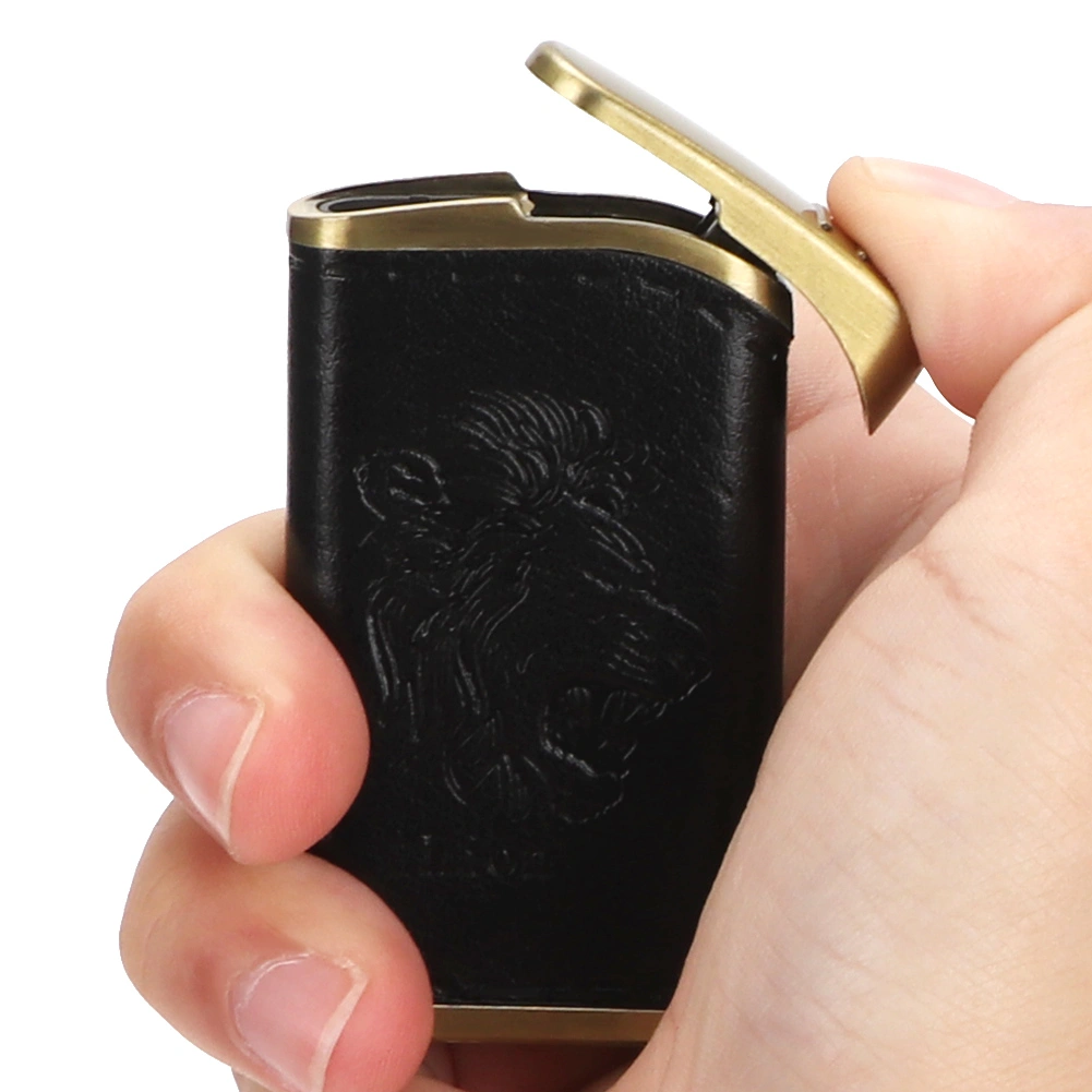 Windproof Electric Dual Arc Lighter Flameless Cigarette Lighter for Collector (Black Lion Head)