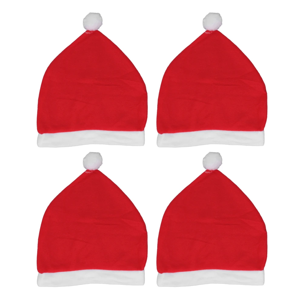 4Pcs Santa Hat Xmas Holiday Cap Christmas Car Seat Headrest Cover Decorations Festival Supplies