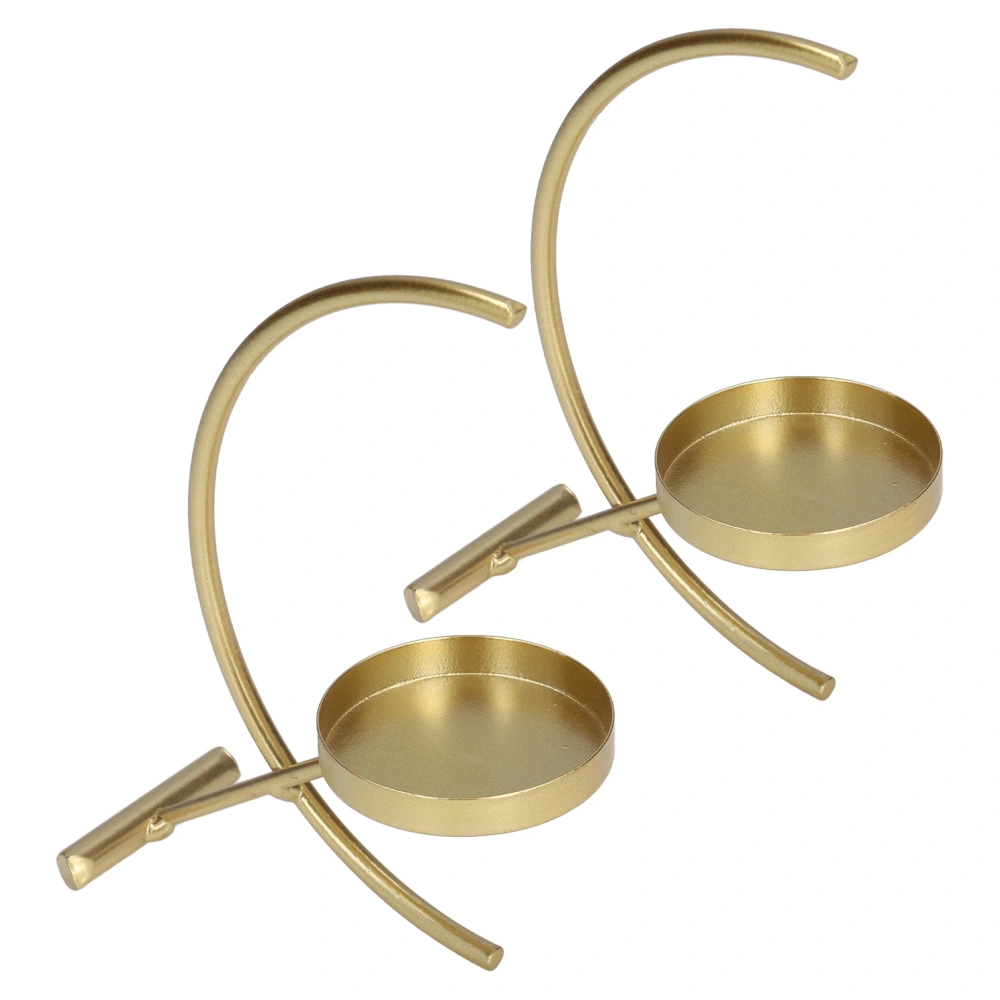 2Pcs Gold Candle Holder Sturdy Durable Iron Simple Elegant Style Wide Application Votive Candle Holders