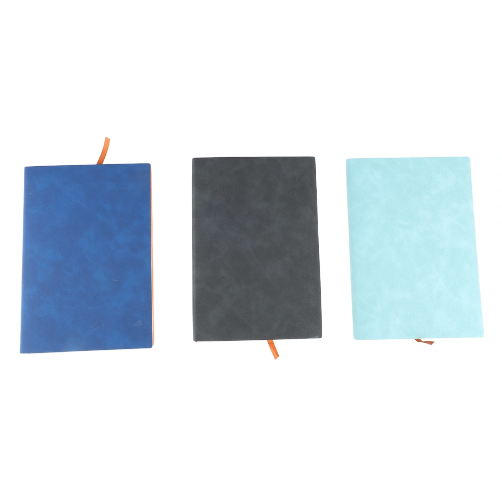 3Pcs A5 Notebook PU Leather Cover Smoothing Ink Proof Ribbon Marker Ruled Paper Notebook for School Office