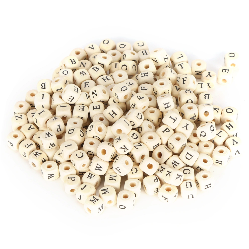 300Pcs Wooden Beads Round Hole Cube Engraved Letter Spacer DIY Jewelry Making Accessories