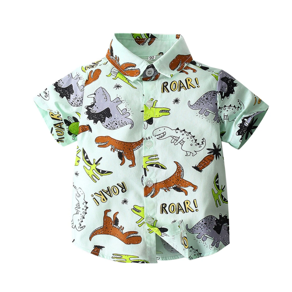 Summer Little Boys Shirt, Short Sleeve Lapel Single-breasted Top