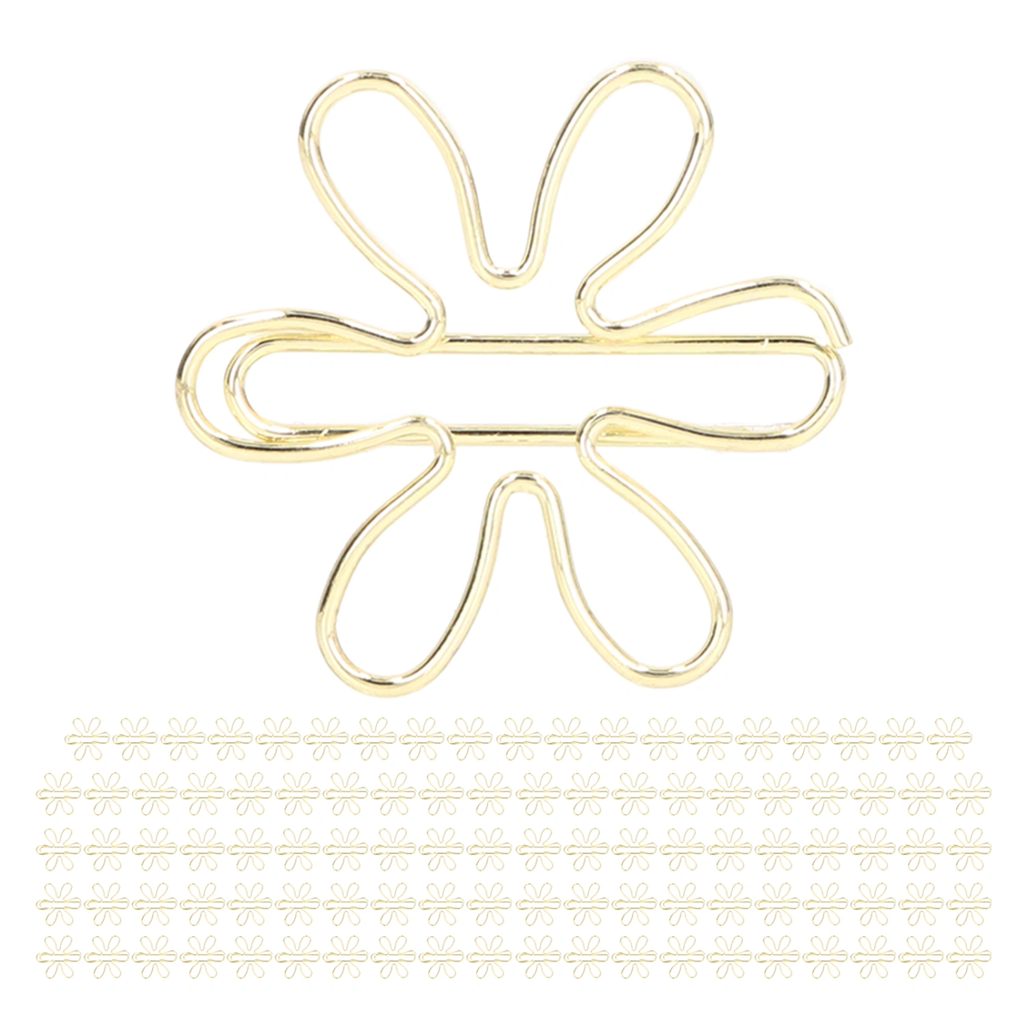 100Pcs Funny Planner Clips Innovative Cute Design Anti Rust Electroplating Process Gold Paper Clips for Office Home School Flower