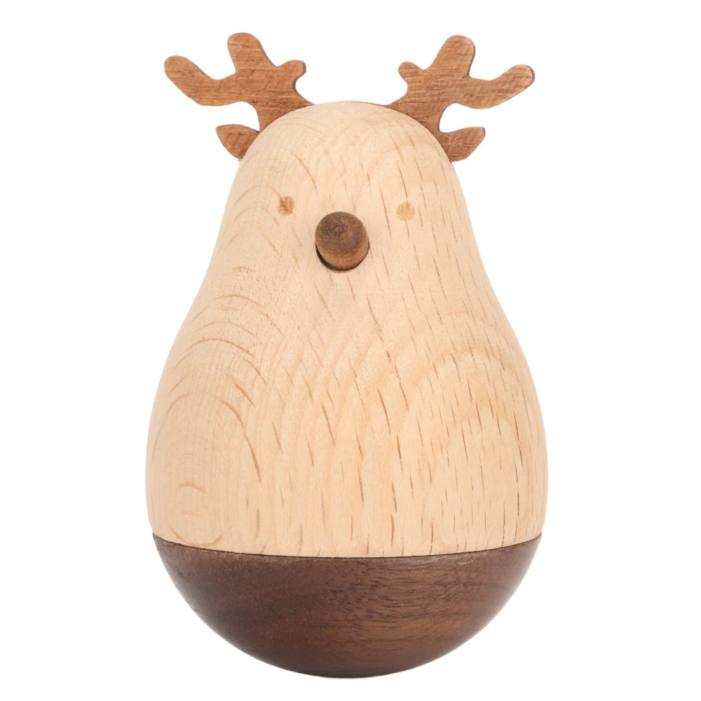 Deer Wobbler Cute Exquisite Sturdy Durable Wood Decorative Eye Catching Roly Poly Toy for Kids Home School