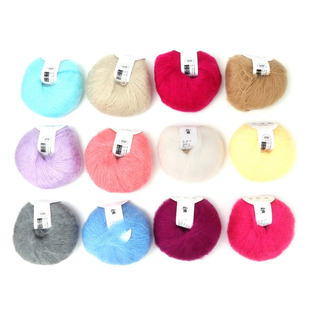 Popular Soft Mohair Pashm Knit Angora Long Wool Yarn Hot (12 colors a set)