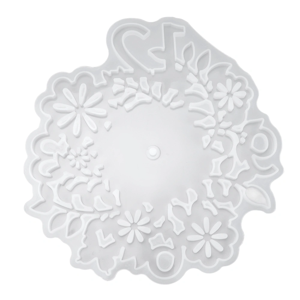 Silicone Mold Leaf Flower Pattern Clock Dial White Reusable Resin Mold for DIY Craft Home Decoration Gift