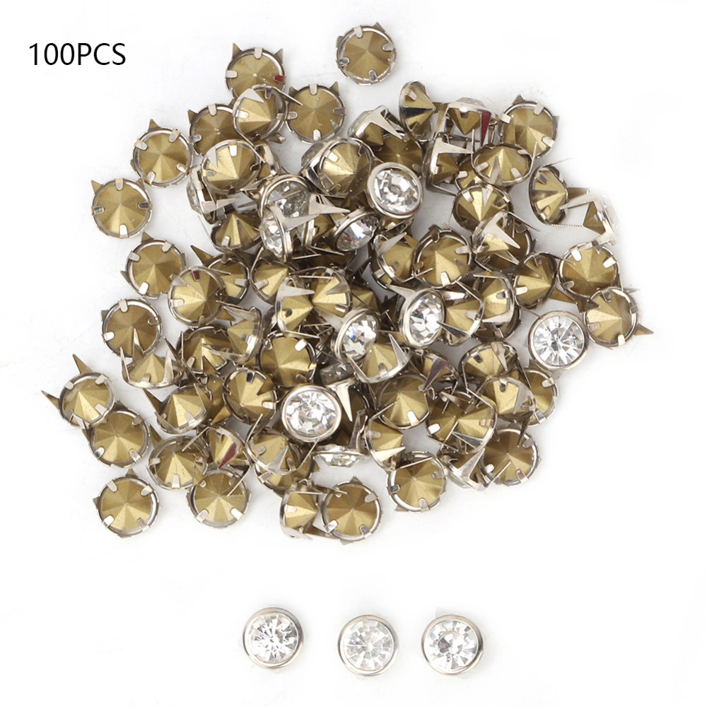 100pcs Cloth Cap Crystal Inlay Rapid Rivets Spots Studs Cap for DIY Leather Craft Decoration