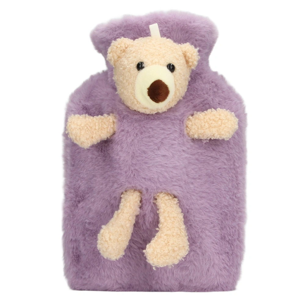 Hot Water Bag Multifunctional 1000ml Capacity Wide Mouth Cute Cartoon Hot Water Bottle for Homes Office Purple