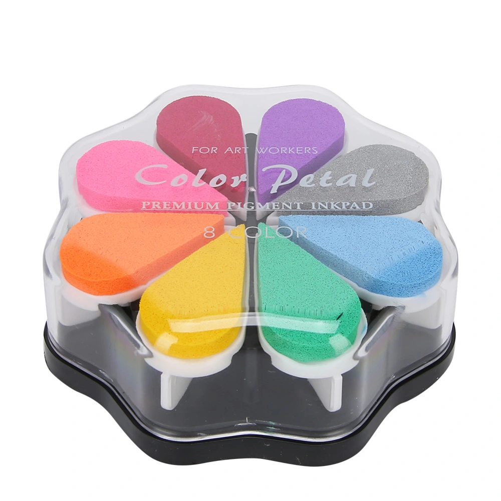 8 Colors Petal Shape Schedule Book Scrapbook Colorful DIY Stamp Ink Pad Painting Accessory1002 Magic