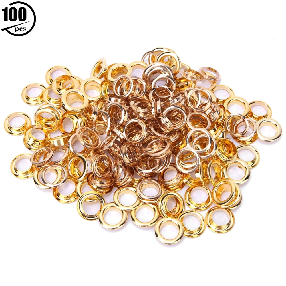 100Pcs Brass Eyelets Double Side Clothes Bag Leather Belt Decoration Accessories 10mm with 100Pcs Washers Gold