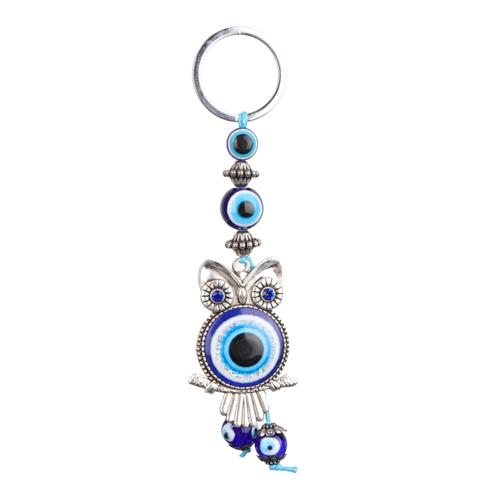 Blue Evil Eye Owl Keychain Key Ring Home Decor Turkish Glass Amulet Charm Pendant Blessing Gift