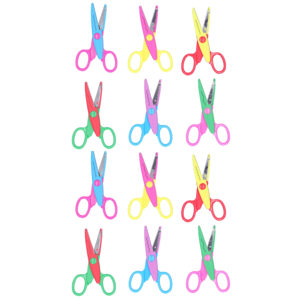 12pcs DIY Children Craft Scissors Art Decorative Paper Edge Scissors for Scrapbooks