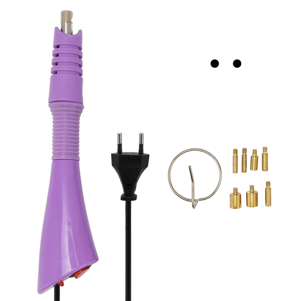 Hot Fix Applicator with 7 Tips Iron Rings Energy Saving Metal DIY Hot Fix Machine for Clothes Purple 110‑