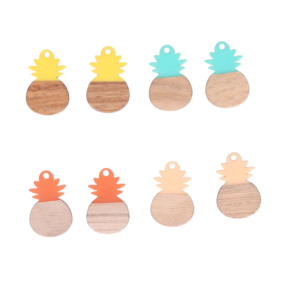 8pcs Earring Pendants Mixed Colors Cute Fruit Shape Resin Wooden PendantS for Earring Making DIY Jewelry Crafts