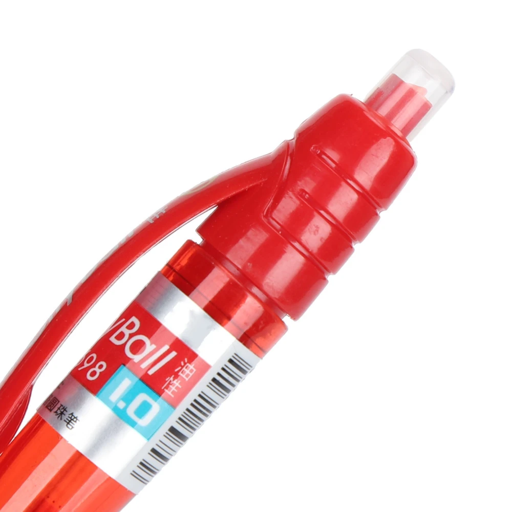 Ballpoint Pen Pressed Type Flexible Oily Ball‑Point with Pen Clip Office Stationery 1.0mmRed