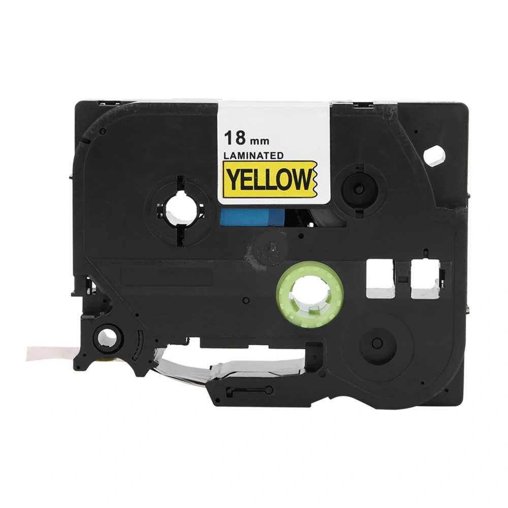 18mm X 8m Label Maker PET Laminated Label Tape Fit for Brother Label Printer PT E100B(Black on yellow )