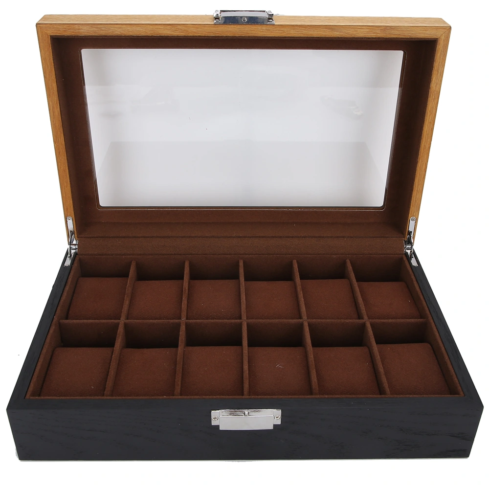 Watch Box Solid Wood 12 Slot 2‑Color Display Storage Collection Case Classic Vintage Organizer