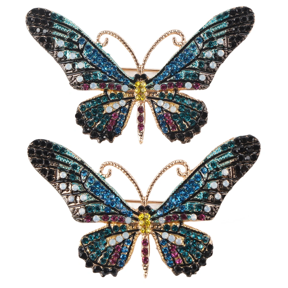 2pcs Butterfly Brooch Pin Women Fashionable Brooch Pin Badges Clothing AccessoryBlue