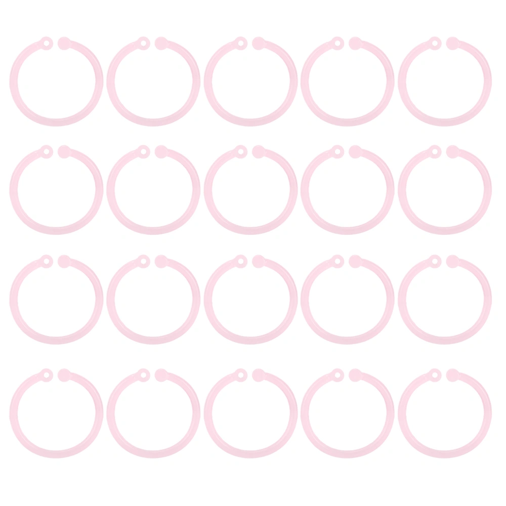 20pcs Plastic Rings Transparent Flexible Loose Leaf Book Binder Rings for School Home Office Cards Document NotebookPink