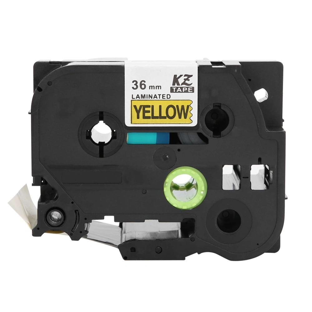 36mm Label Maker Laminated Label Tape Fit for Brother PT-9700PC PT-9800PCN PT-3600Black on yellow