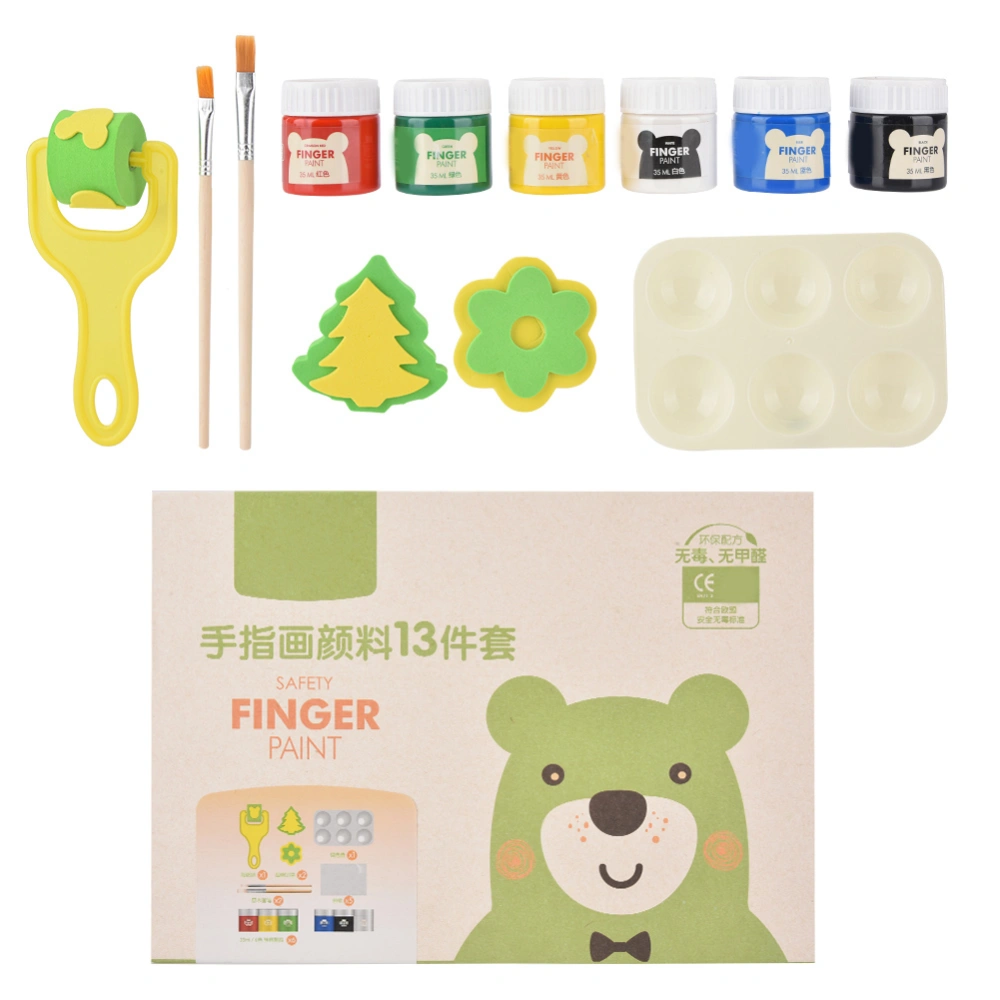 Kids Safety Finger Painting Kit 6 Colors Non Toxic Washable Paint Children Educational Toy