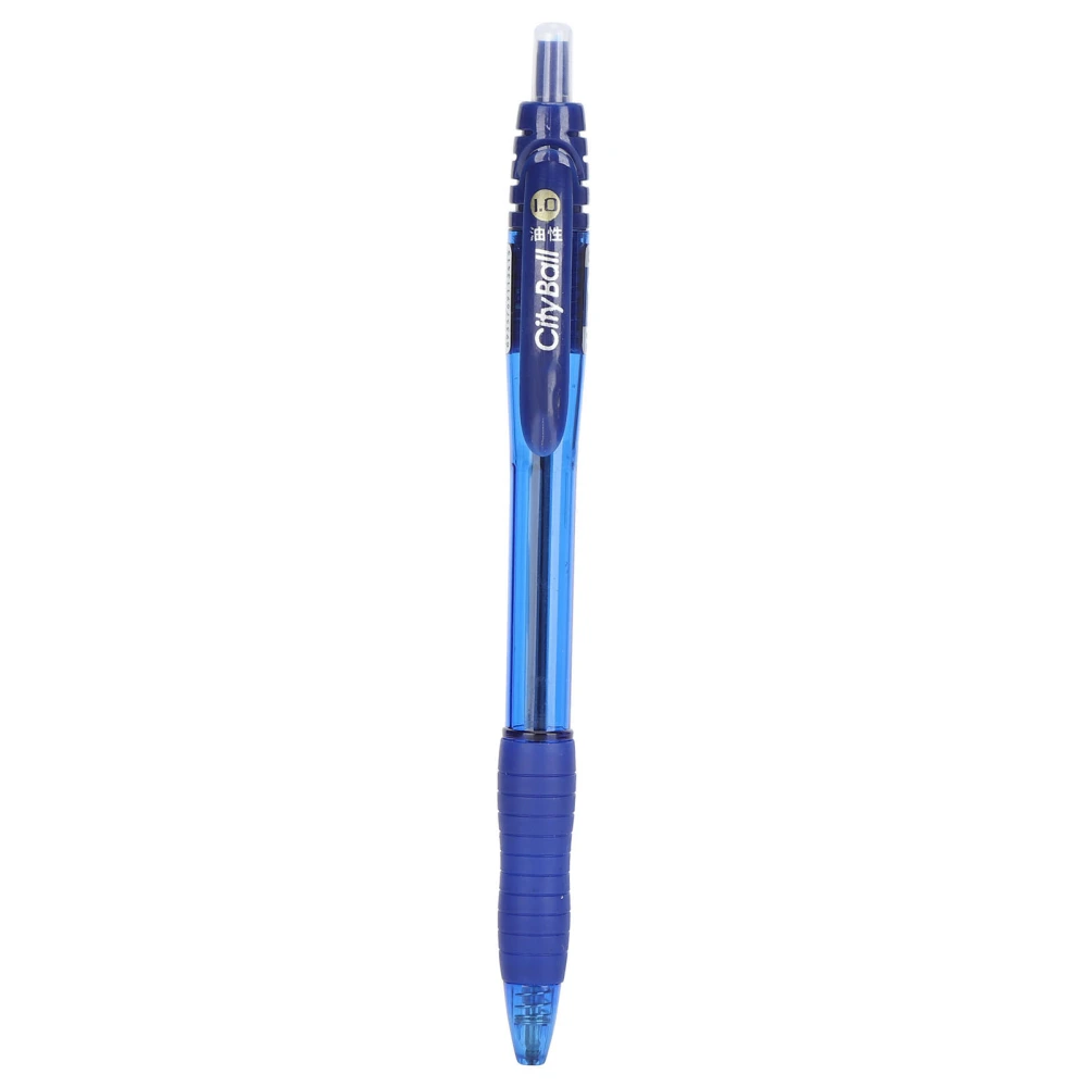 Ballpoint Pen Pressed Type Flexible Oily Ball‑Point with Pen Clip Office Stationery 1.0mmBlue