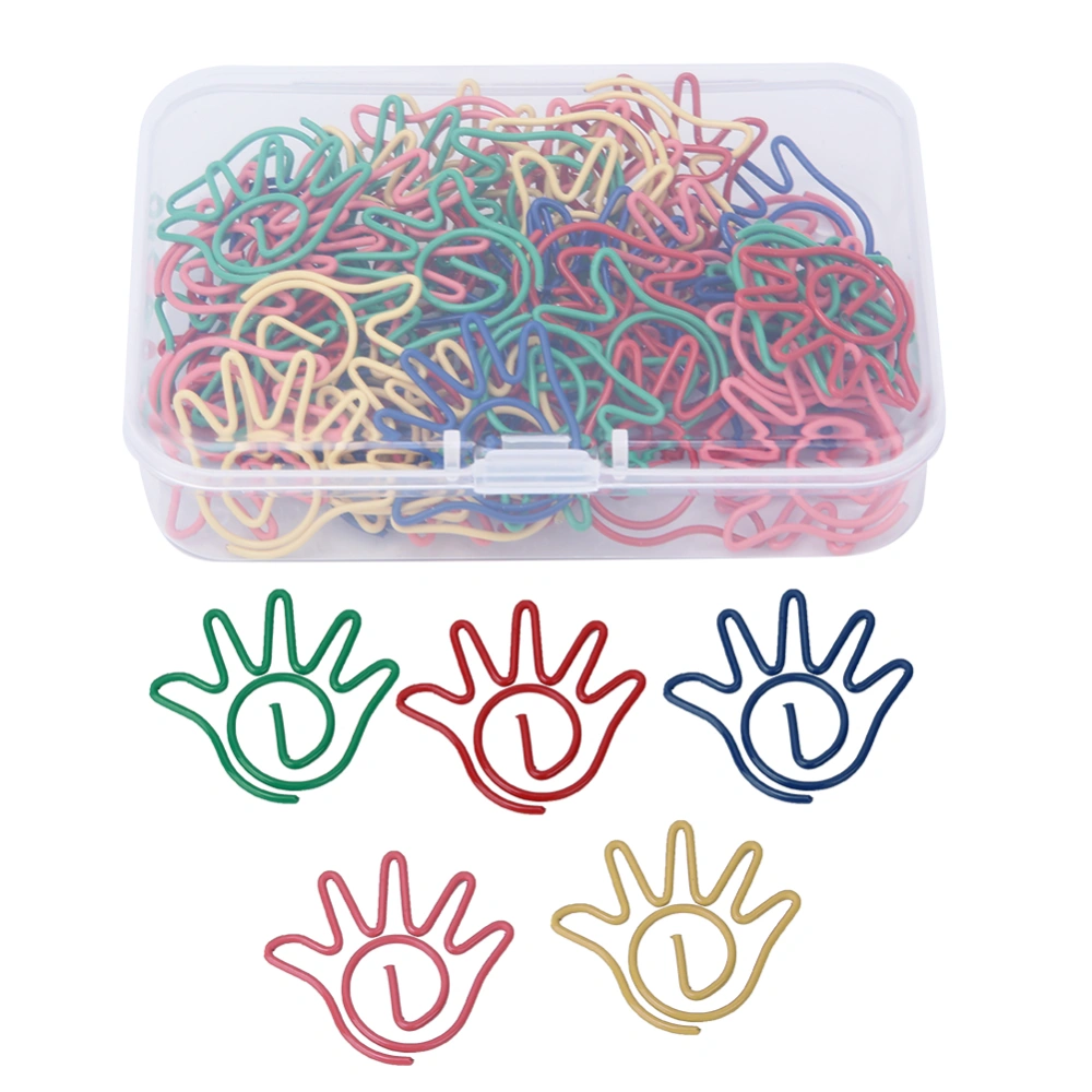 60pcs/box 5 Colors Hand Shaped Paper Clip Memo Note Clips School Office Supplies