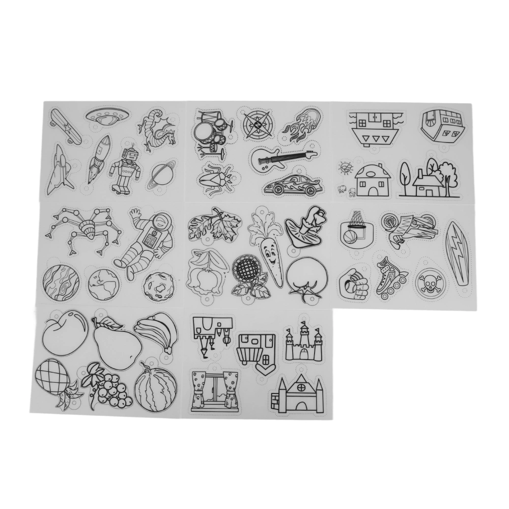 8Pcs Shrinky Dink Paper BOPS Wide Application Semitransparent Various Patterns Shrinky Dink Sheets for Keychain Tag DIYHouse Style (8Pcs/Pack)