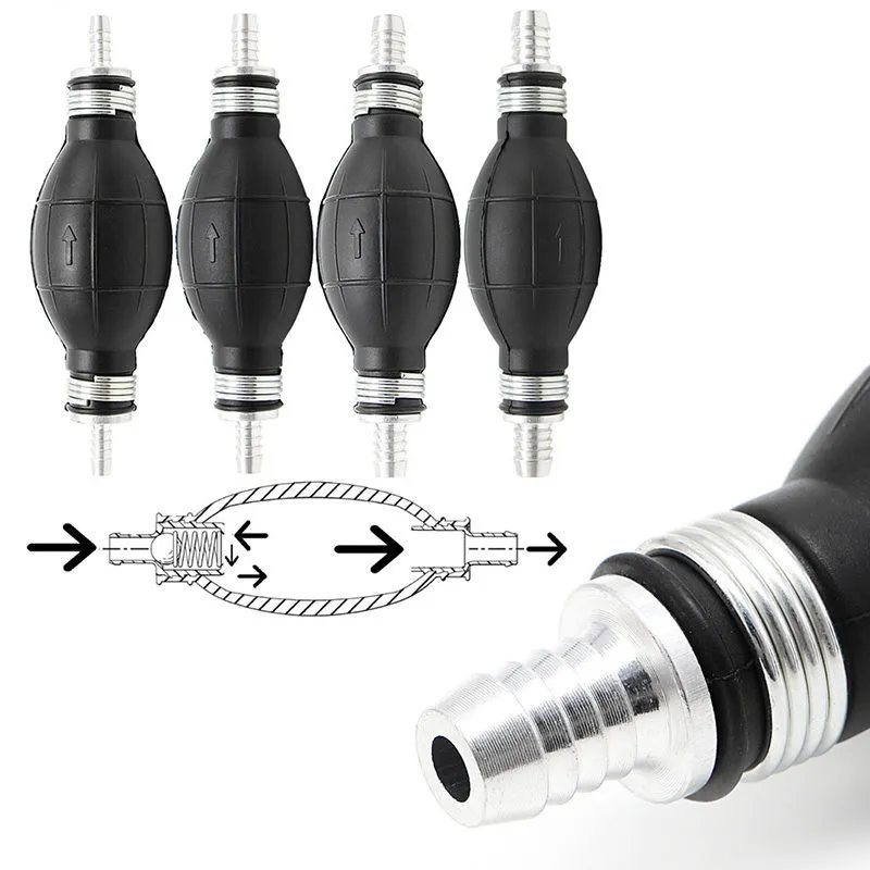 Fuel Line Pump, 6/8/10/12mm Rubber Aluminum Hand Gas Petrol Pumps