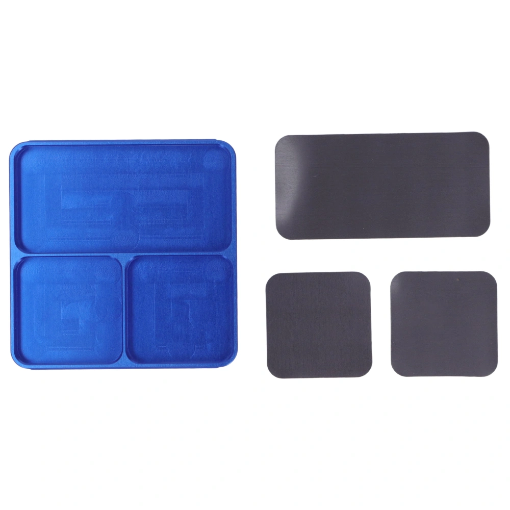 Magnetic Tray Blue Skid Resistant 13.8x11x2cm Aluminum Alloy Easy Cleaning Screws Holder Tool for DIY Projects