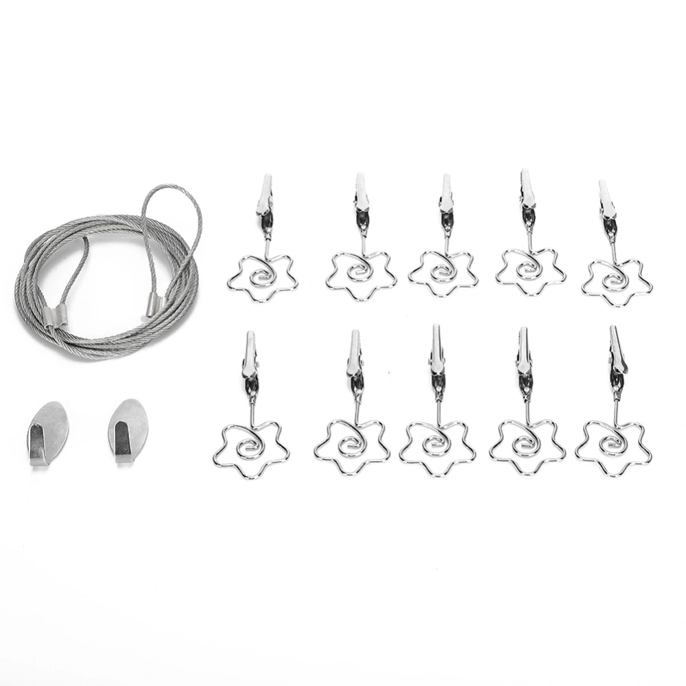 10Pcs Photo String Clip Picture Postcard Display Hanger Steel Silver Flower Bedroom Wall Decor