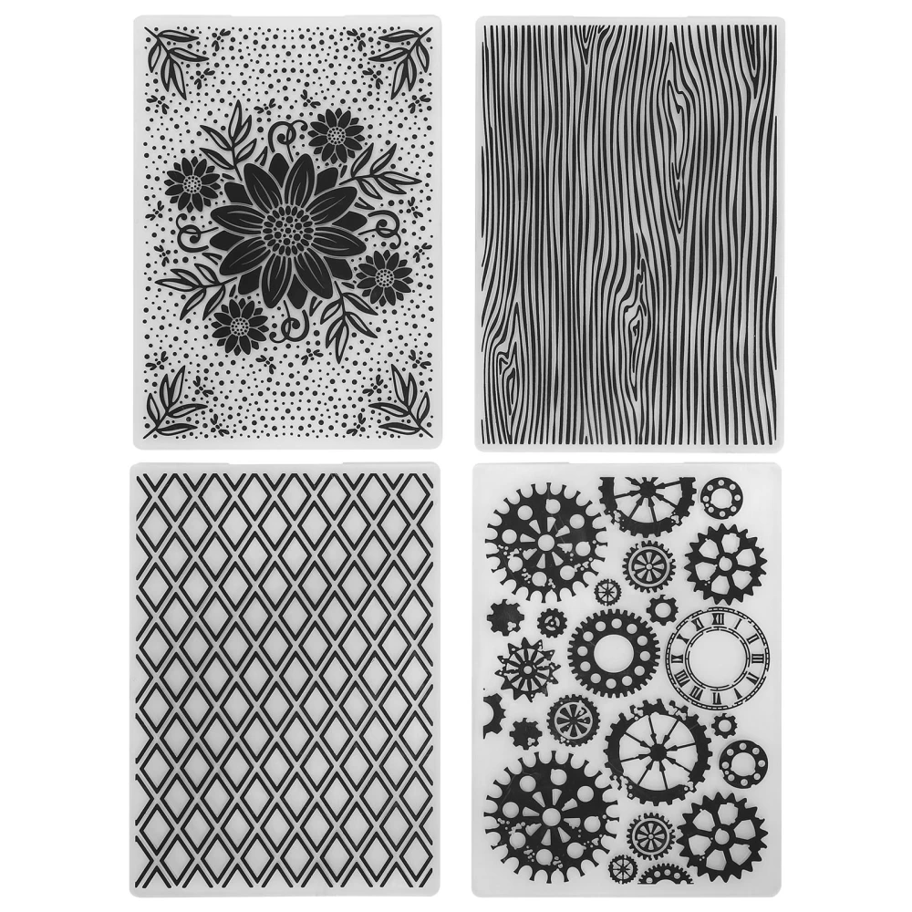 4Pcs Plastic Embossing Folders Embossed Template DIY Card Making Scrapbooking Paper Craft Tool