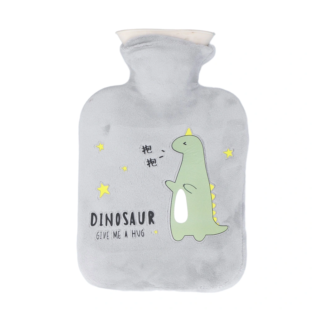 500ml Hot Water Bottle Dinosaur Cartoon Thickened Leak Proof Warm Hot Water Bag for The Treatment of Muscle SorenessGrey