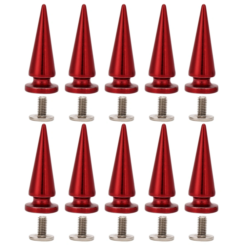 10set 10*26mm Copper Bullet Rivet Metal Stud with Screw Set for DIY Leather Bag Shoe(Red)