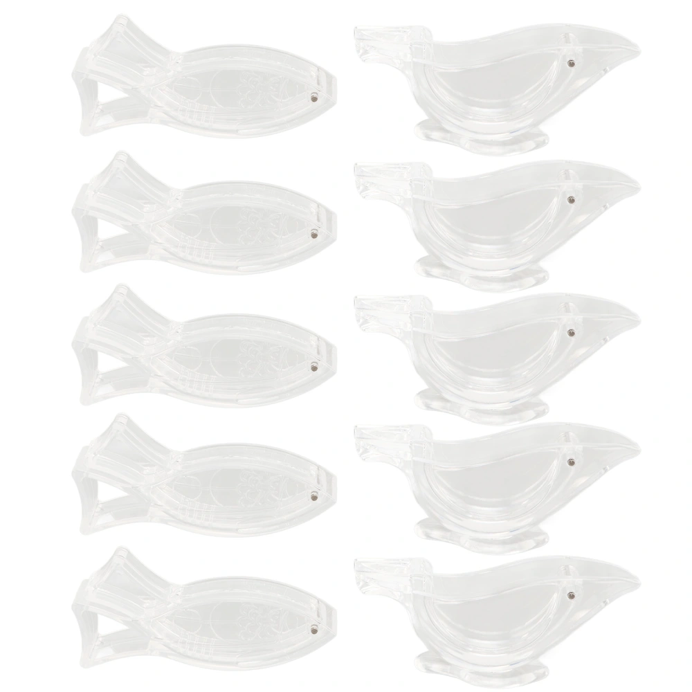 10Pcs Manual Lemon Juicer Transparent Safe Acrylic Fish Bird Shaped Lemon Slice Squeezer for Home Kitchen Cooking