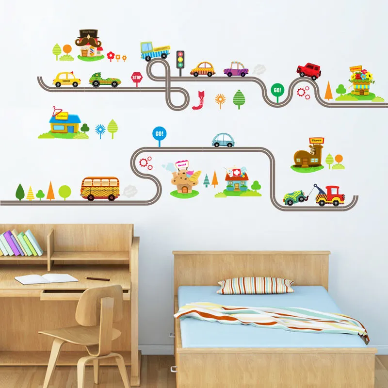 Cartoon Car Traffic Wall Sticker Cartoon Wall Sticker for Kids Room Decoration