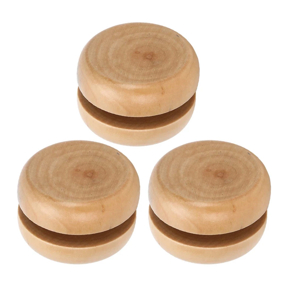 3Pcs Wood Yo Yo Hand Made Crafts Log Color Mini Round DIY Baby Wooden Little Toys