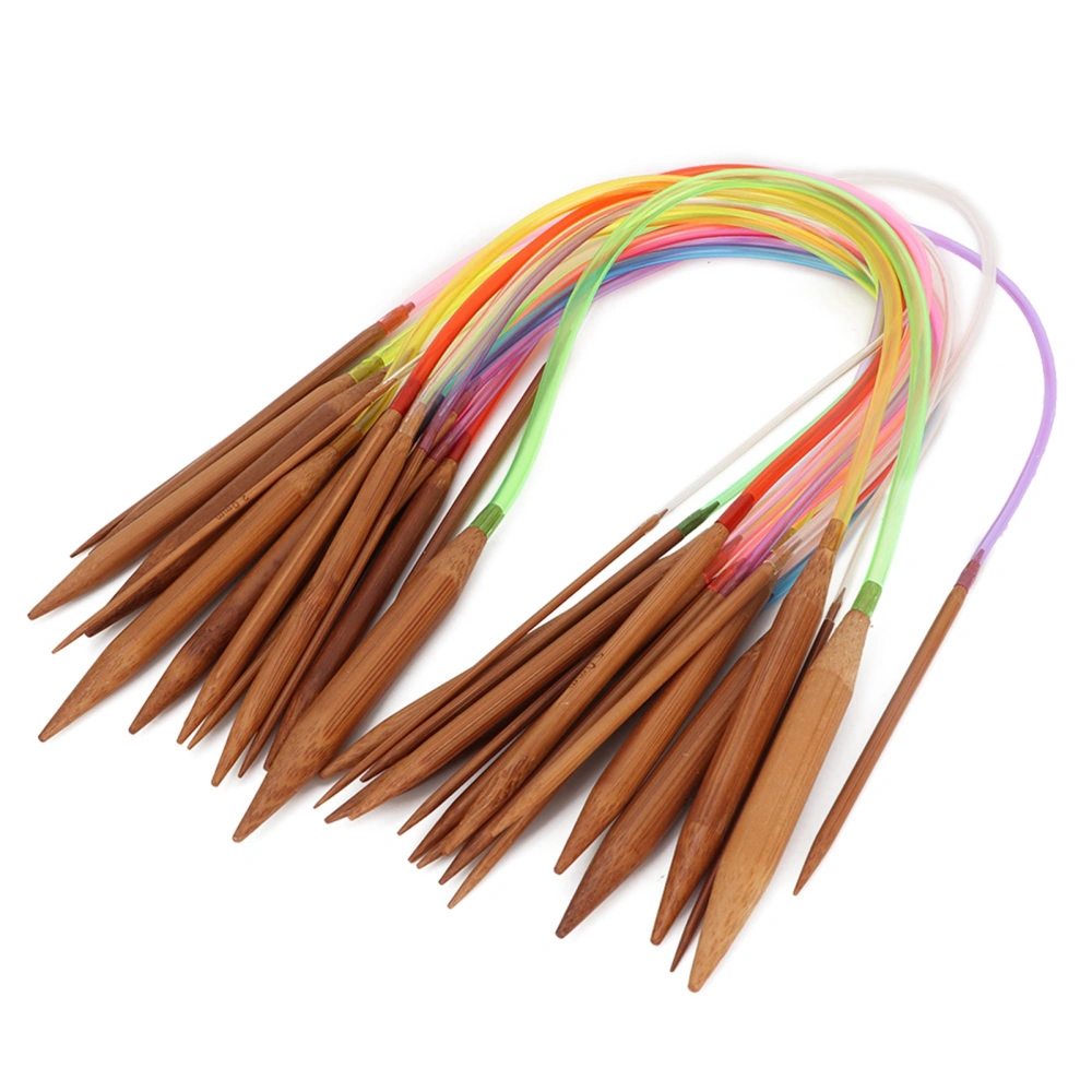 Multicolor Plastic Pipe Carbonized Double Annular Bamboo Sweater Needles(40 cm/15.7 in)