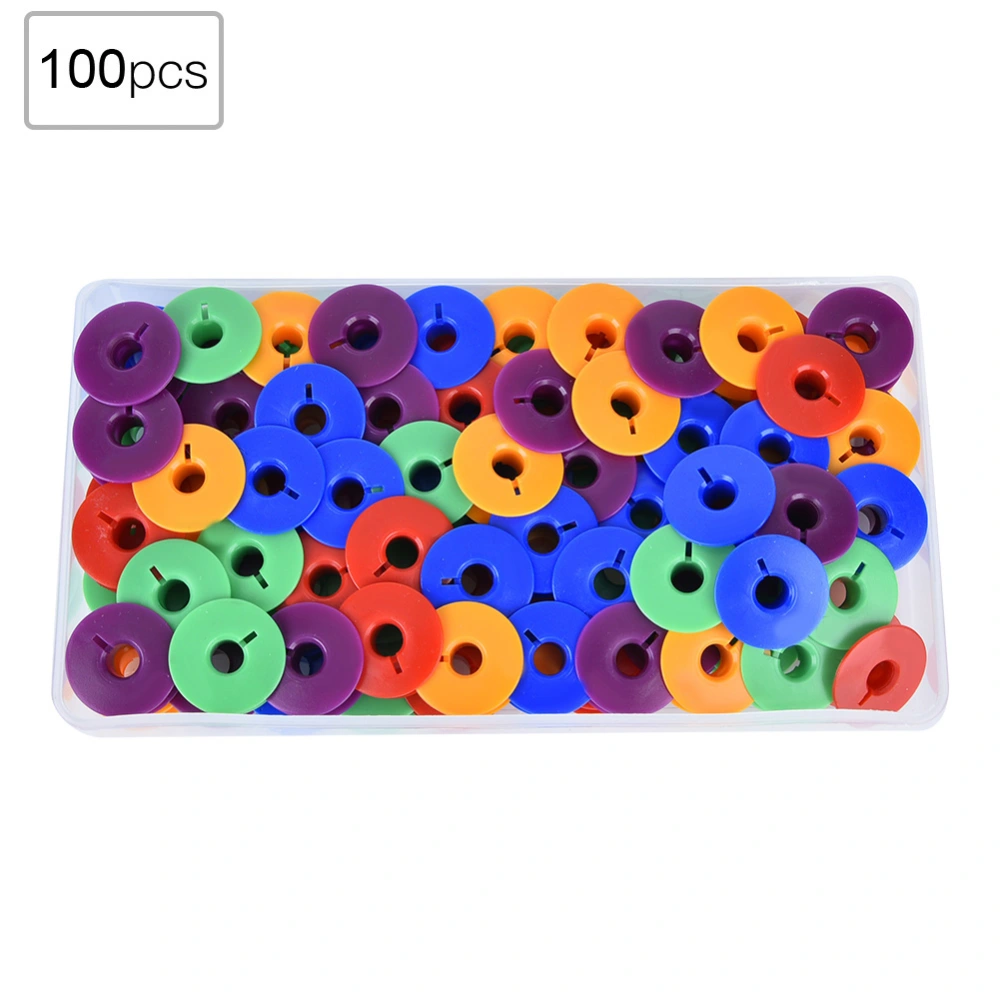 100pcs Multicolor Plastic Bobbins Empty Spool Industrial Flat Sewing Machine Parts