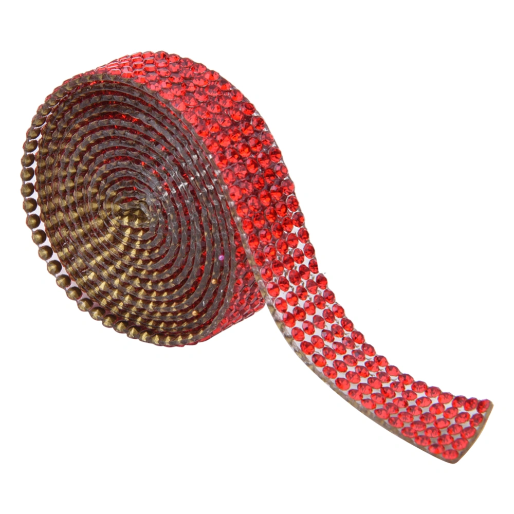 5 Rows 1m Rhinestone Trim Ribbon Hot Fix Crystal Chain Trim Garment Accessories Decoration(Red )