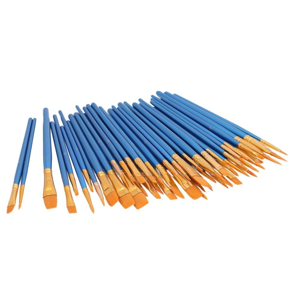 50Pcs Paint Brush Set Nylon Bristles Multiple Models Strong Adsorption Art Paint Brush Set for Watercolor Oil Painting