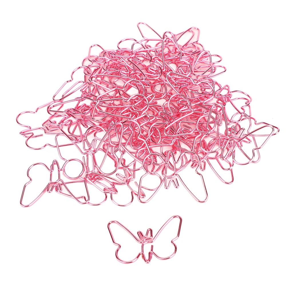 50Pcs Pink Butterflies Paperclip Cartoon Color Plating Innovative Cute Paperclips for Office Home School