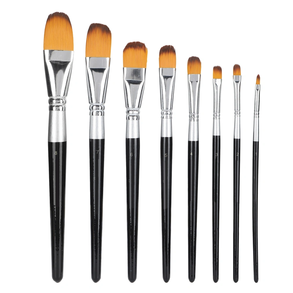 8Pcs Artist Paint Brush Set Nylon Hair Brushes for Oil/Acrylic/Watercolor Painting