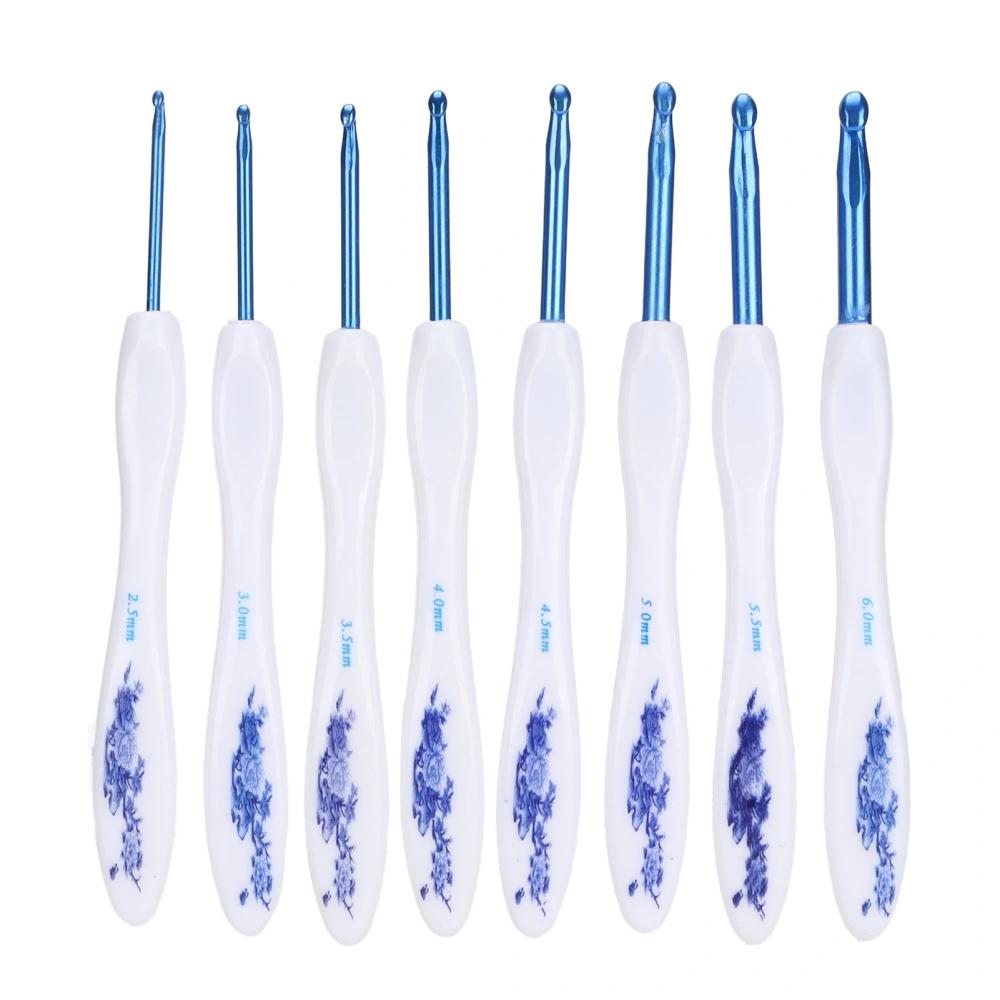 8pcs Crochet Hooks Curved Soft Handle Comfortable Portable Knitting Tool for Weaving EnthusiastBlue