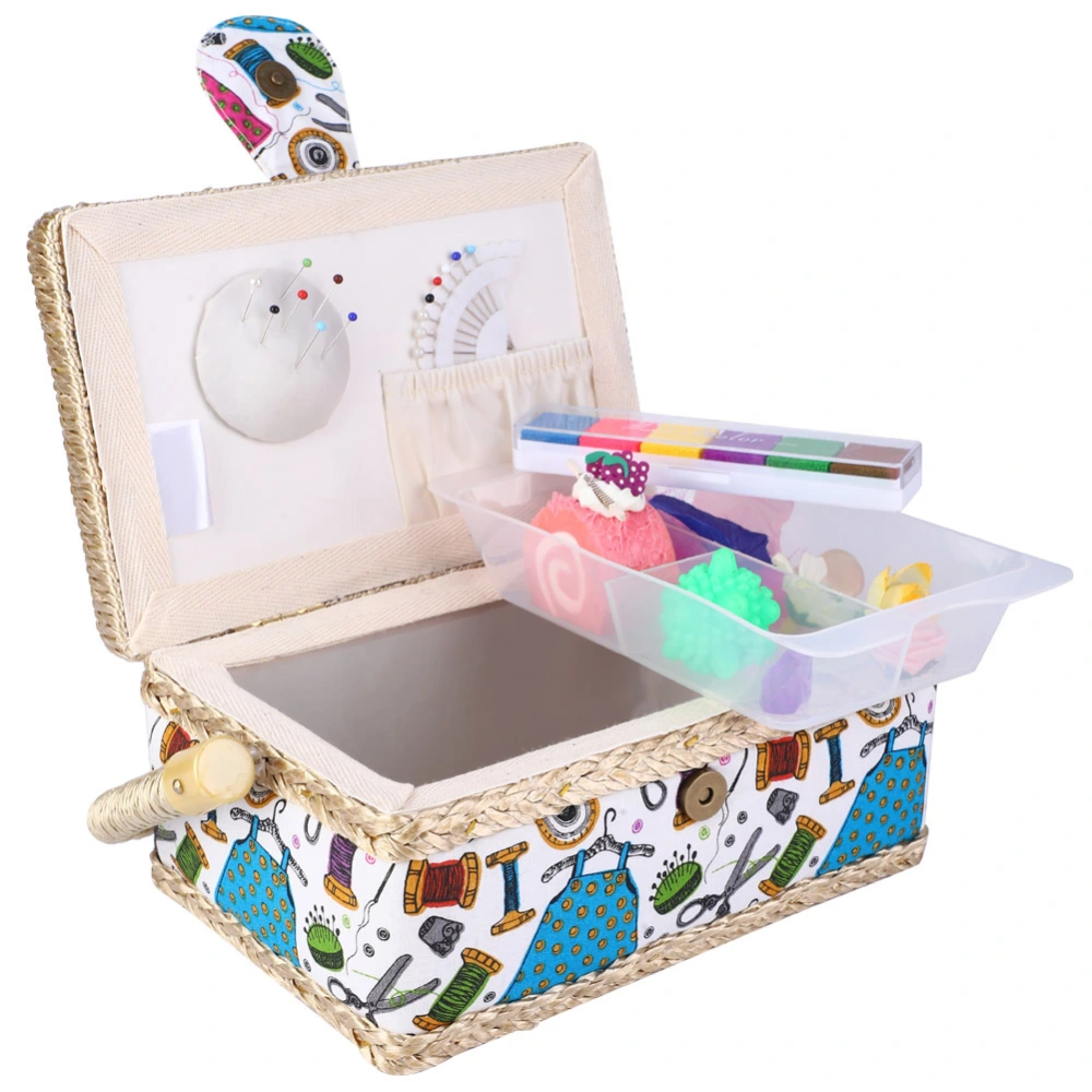 Household Fabric Craft Handmade Sewing Basket Thread Needle Storage Box Organizer