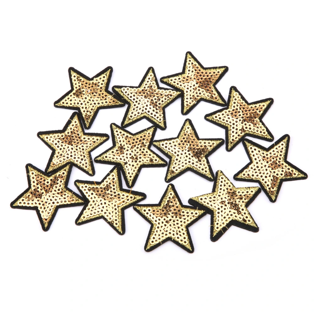 12pcs DIY Sequined Star Pattern Embroidery Sticker Clothes Patch Accessory