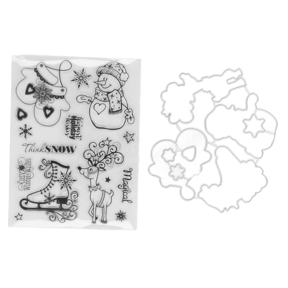 Clear Stamp Kit Christmas Pattern Card Making Transparent Stamp Embossing Cutting Die Set for DIY Scrapbook