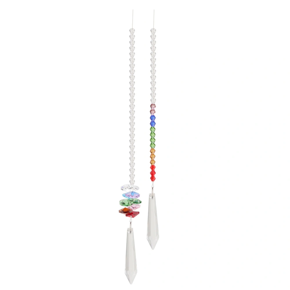 2 Pcs Popular Long Crystal Pendant Colorful Sun catchers Prisms Hanging Ornament