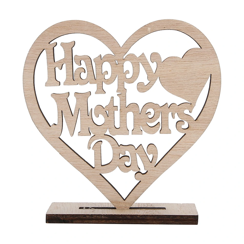 Wooden Heart Shaped Ornament Hollow Plywood Craft Gift Decoration for Birthday Mom's Day(Happy Mom's Day )